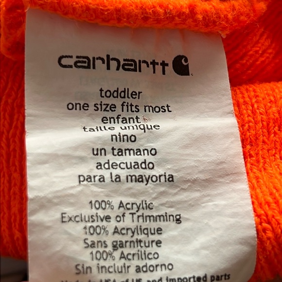 CARHARTT Toddler ACRYLIC BEANIE - Bright Orange - Picture 4 of 5
